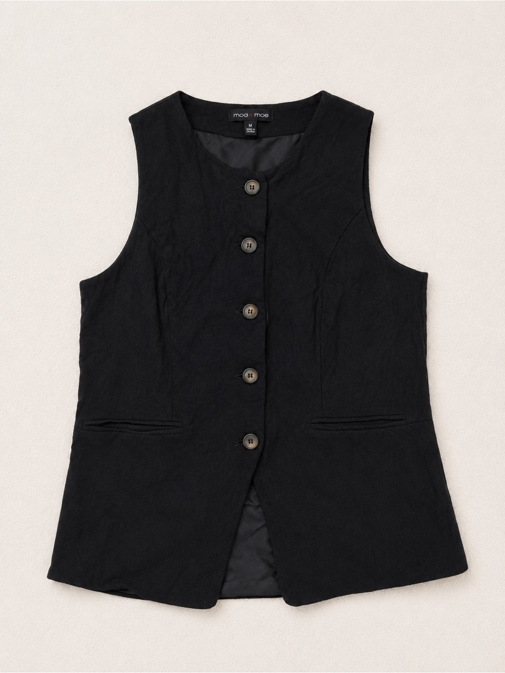 Moa Moa Black Tailored Button Vest